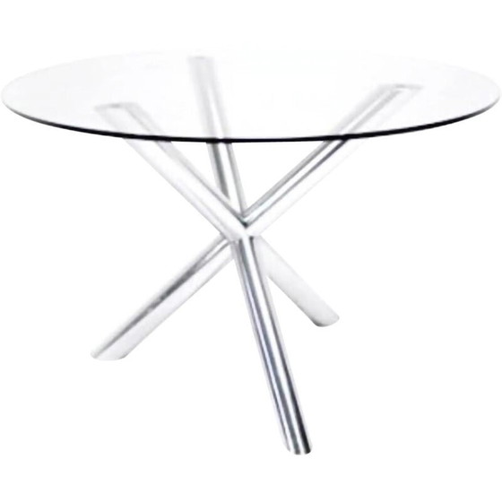 Image 1 of Table vintage en verre et chrome par Renato Zevi pour Roche Bobois, France 1970