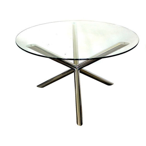 Image 1 of Table vintage en verre et chrome par Renato Zevi pour Roche Bobois, France 1970