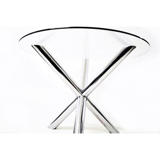 Image 1 of Table vintage en verre et chrome par Renato Zevi pour Roche Bobois, France 1970