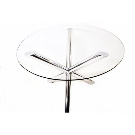 Image 1 of Table vintage en verre et chrome par Renato Zevi pour Roche Bobois, France 1970