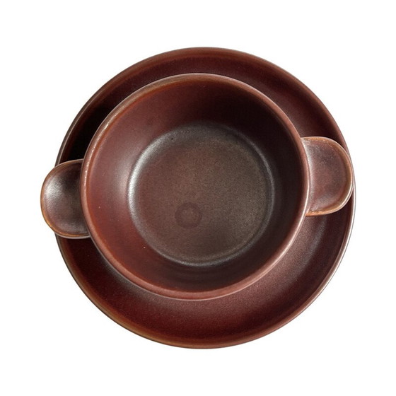 Image 1 of Bouillon vintage en grès avec soucoupe pour Rosenthal Grup, Allemagne 1980