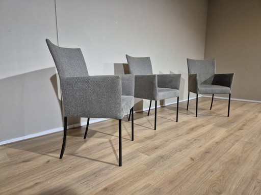3x Bert Plantagie Chaises de salle à manger - Gris - Taupe - Design