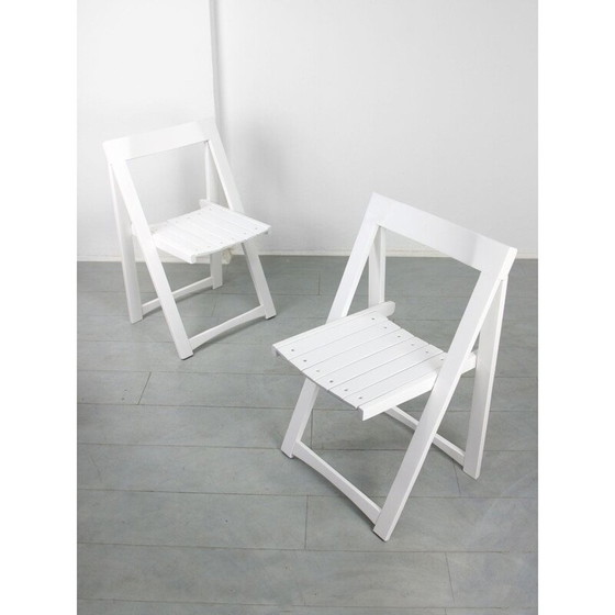 Image 1 of Paire de chaises pliantes Trieste blanches vintage par Aldo Jacober pour Bazzani