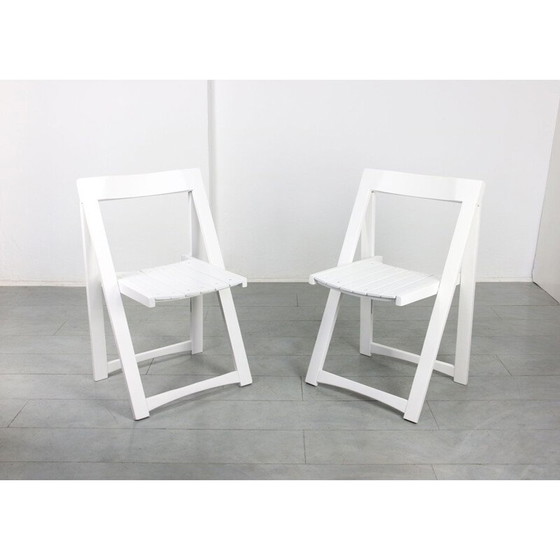 Image 1 of Paire de chaises pliantes Trieste blanches vintage par Aldo Jacober pour Bazzani