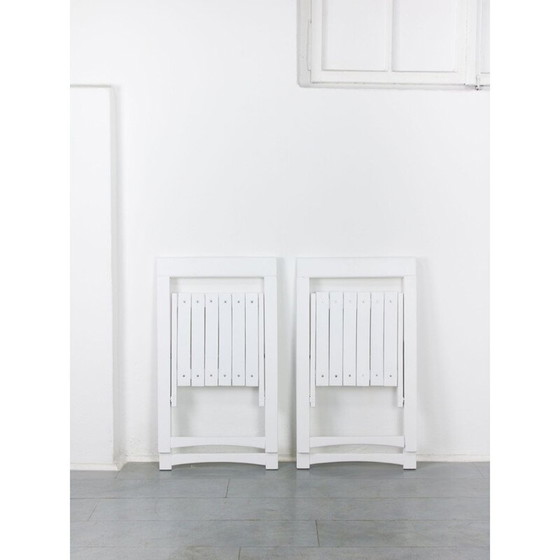 Image 1 of Paire de chaises pliantes Trieste blanches vintage par Aldo Jacober pour Bazzani