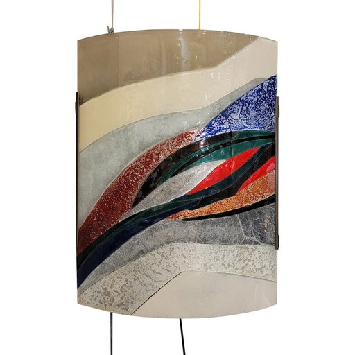 Applique vintage en verre double et multicolore, France