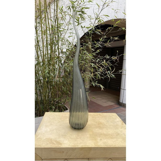 Image 1 of Paire de vases vintage Aria en gris fumée par Renzo Stellon de Salvatia, 2009