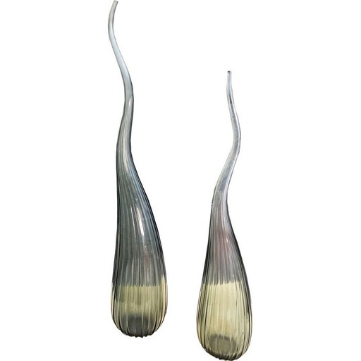 Paire de vases vintage Aria en gris fumée par Renzo Stellon de Salvatia, 2009