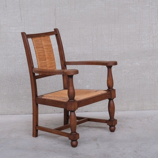 Paire de fauteuils vintage en jonc, France 1950