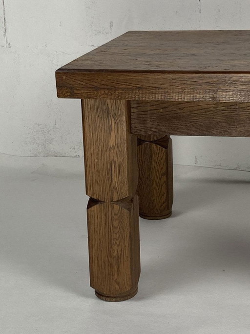 Table basse carrée en chêne de style brutaliste hollandais, 1960S
