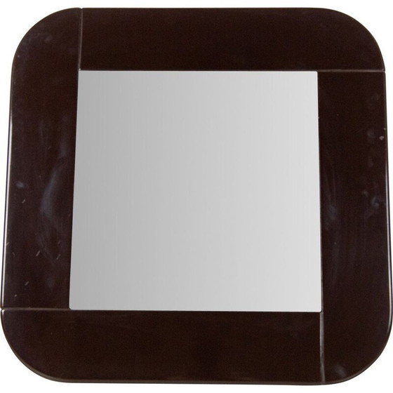 Image 1 of Miroir vintage carré noir avec cadre en bois, 1980