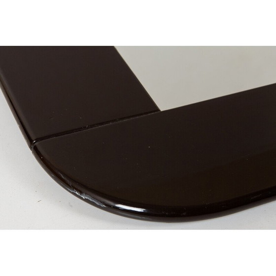 Image 1 of Miroir vintage carré noir avec cadre en bois, 1980