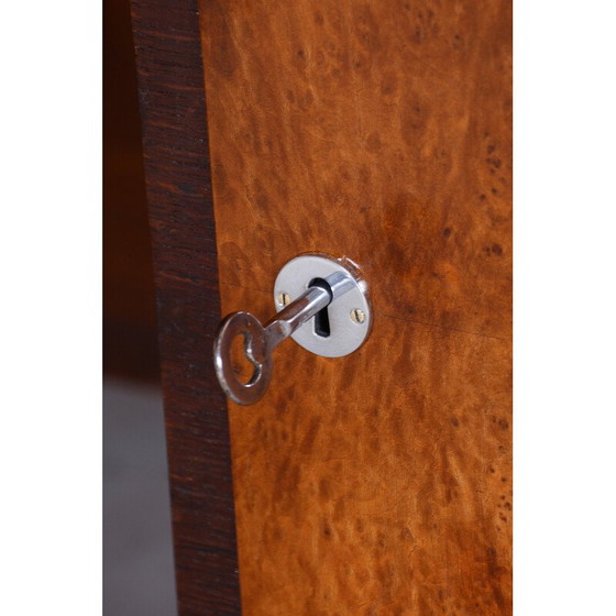 Image 1 of Bureau vintage en bois de chêne, verre et frêne avec tiroirs et étagères, Tchécoslovaquie 1930