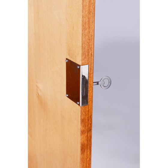 Image 1 of Bureau vintage en bois de chêne, verre et frêne avec tiroirs et étagères, Tchécoslovaquie 1930