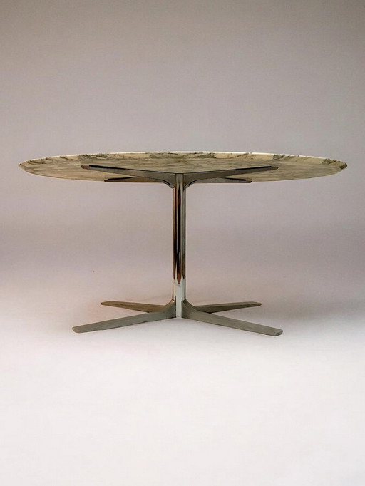 C. 1970 - Table À Manger À Plateau En Marbre Blanc - Roche Bobois - France - 