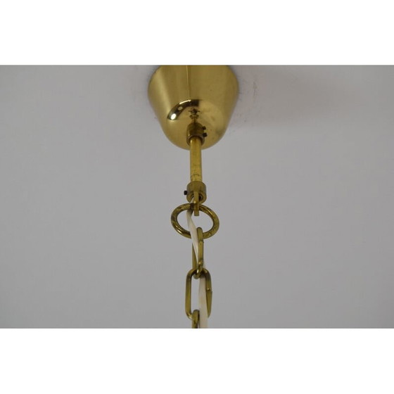 Image 1 of Lampe suspendue vintage en verre et laiton par Kamenicky Senov, Tchécoslovaquie 1960