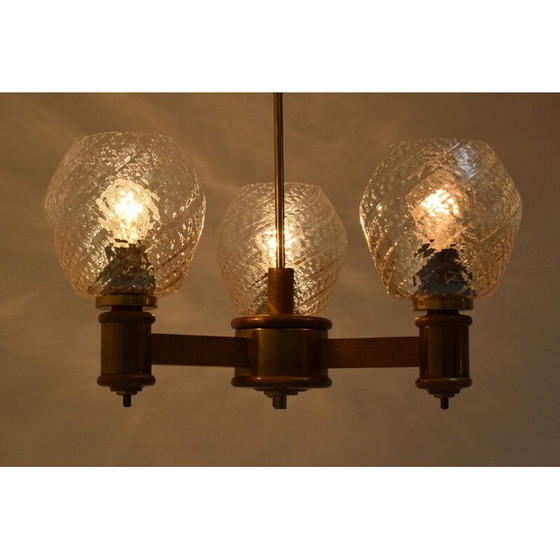 Image 1 of Lustre en bois du Mid Century, 1970