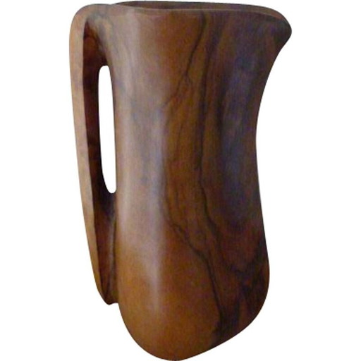 Pichet vintage en bois d'olivier massif 1970