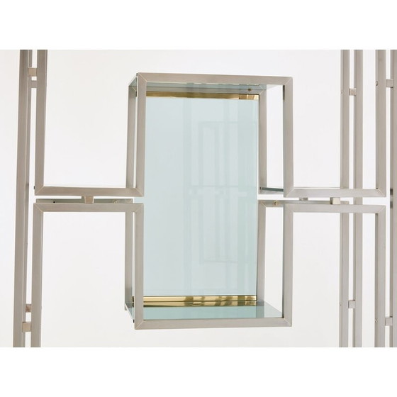Image 1 of Paire d'étagères vintage en acier brossé et laiton par Kim Moltzer, 1970