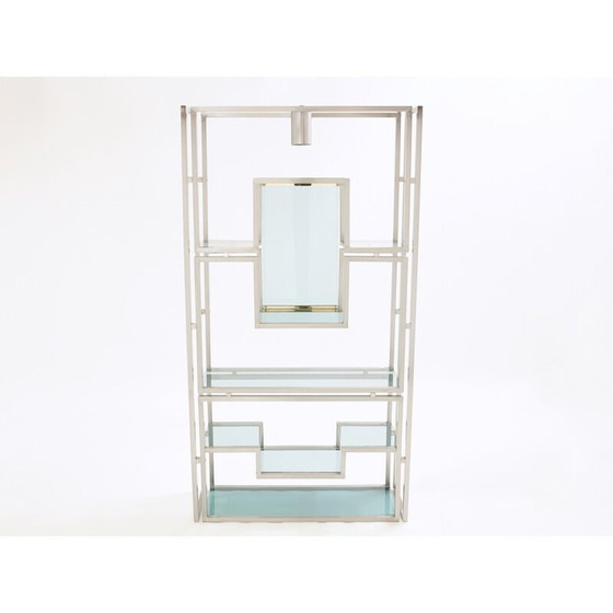 Image 1 of Paire d'étagères vintage en acier brossé et laiton par Kim Moltzer, 1970