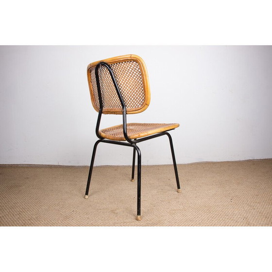 Image 1 of Chaise vintage en rotin et métal par Dirk van Sliedregt pour Gebroeders Jonkers, Pays-Bas 1950