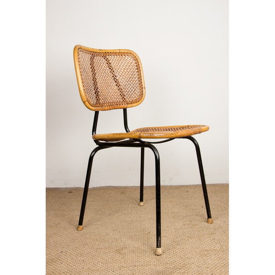 Image 1 of Chaise vintage en rotin et métal par Dirk van Sliedregt pour Gebroeders Jonkers, Pays-Bas 1950