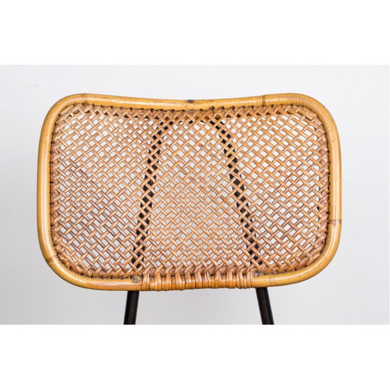 Image 1 of Chaise vintage en rotin et métal par Dirk van Sliedregt pour Gebroeders Jonkers, Pays-Bas 1950