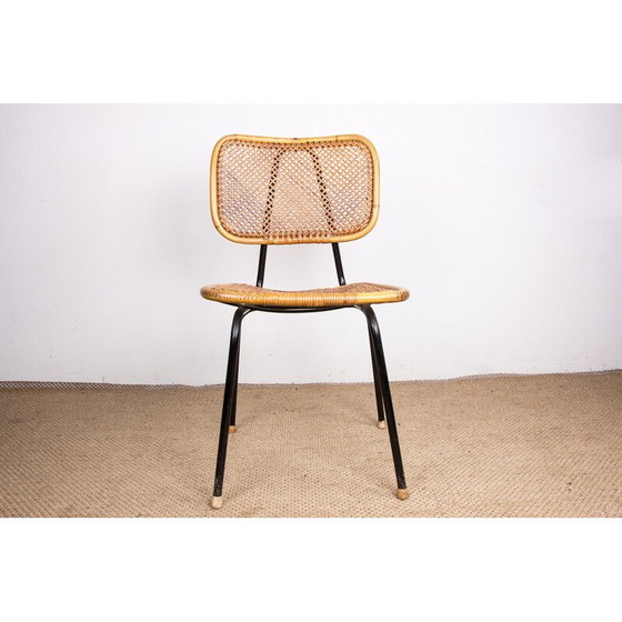 Image 1 of Chaise vintage en rotin et métal par Dirk van Sliedregt pour Gebroeders Jonkers, Pays-Bas 1950