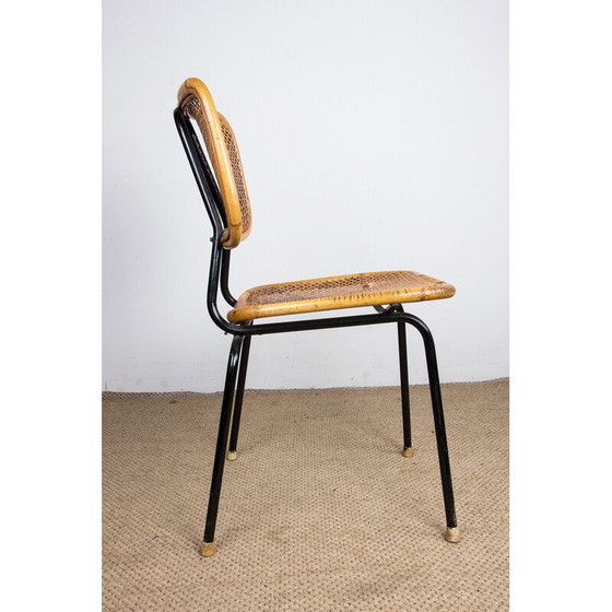 Image 1 of Chaise vintage en rotin et métal par Dirk van Sliedregt pour Gebroeders Jonkers, Pays-Bas 1950
