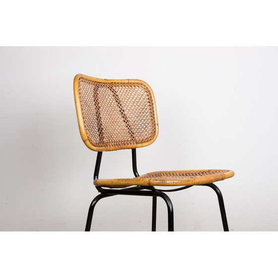 Image 1 of Chaise vintage en rotin et métal par Dirk van Sliedregt pour Gebroeders Jonkers, Pays-Bas 1950