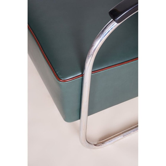 Image 1 of Paire de fauteuils Bauhaus vintage en cuir bleu par Mucke Melder, années 1930