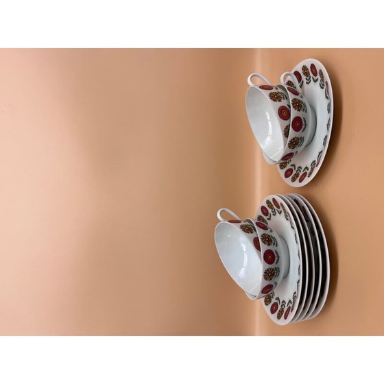 Image 1 of Ensemble de 4 tasses vintage et 6 soucoupes en porcelaine, 1970