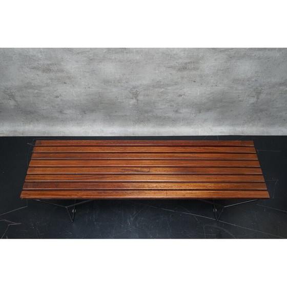 Image 1 of Banc vintage en bois à lattes par Harry Bertoia pour Knoll International, Allemagne 1960