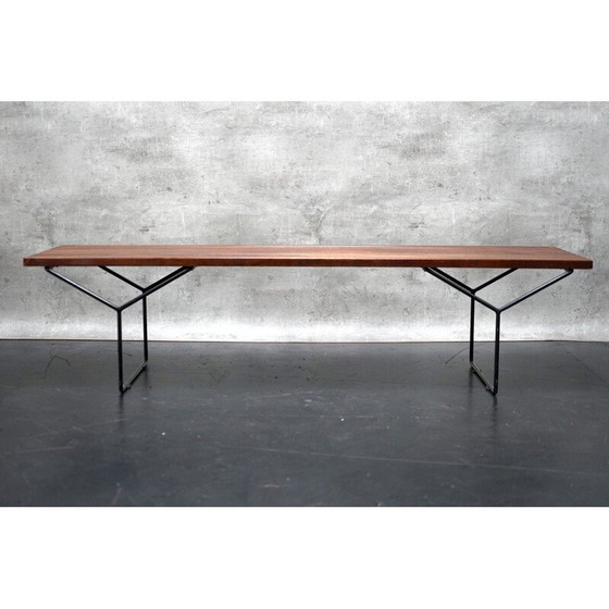 Image 1 of Banc vintage en bois à lattes par Harry Bertoia pour Knoll International, Allemagne 1960