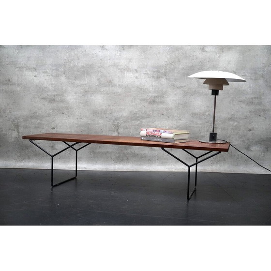 Image 1 of Banc vintage en bois à lattes par Harry Bertoia pour Knoll International, Allemagne 1960