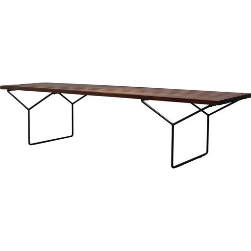 Banc vintage en bois à lattes par Harry Bertoia pour Knoll International, Allemagne 1960