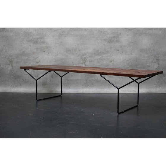 Image 1 of Banc vintage en bois à lattes par Harry Bertoia pour Knoll International, Allemagne 1960