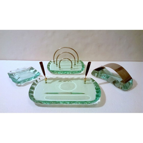 Image 1 of Set de bureau en cristal de Pietro Chiesa pour Fontana Arte, années 1930