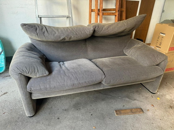 Image 1 of Cassina Maralunga Banc avec deux chaises - Gris