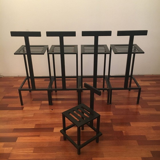 Image 1 of Lot de 5 tabourets de bar modernes vintage des années 1980