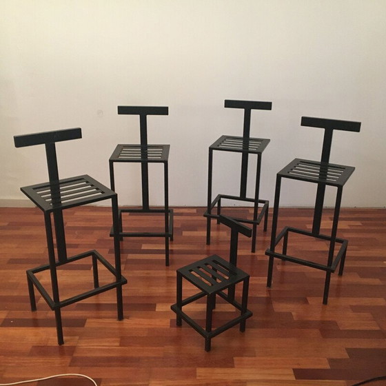 Image 1 of Lot de 5 tabourets de bar modernes vintage des années 1980