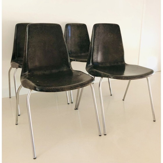 Image 1 of Ensemble de 4 chaises vintage par Alberto Roselli pour Rima, Italie années 1960