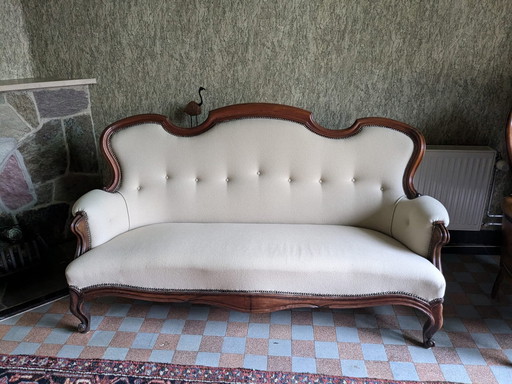 Banc Biedermeier en acajou de 1880