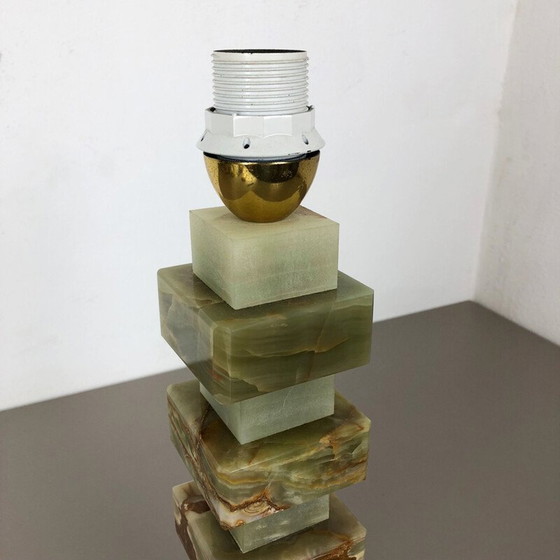 Image 1 of Lampe de table vintage en marbre onyx "Hollywood Regency", Italie 1970