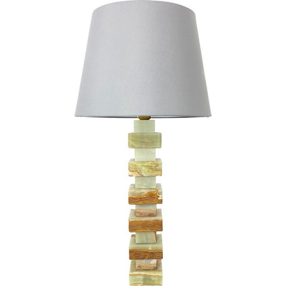 Image 1 of Lampe de table vintage en marbre onyx "Hollywood Regency", Italie 1970