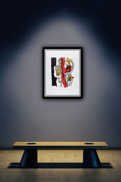 Fernand Léger : "Le Cycliste, 1948". Lithographie, signée dans la plaque.