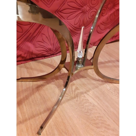 Image 1 of Table basse vintage en métal doré et verre