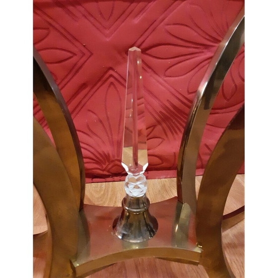 Image 1 of Table basse vintage en métal doré et verre
