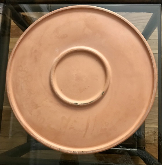 Image 1 of Plat Terre Cuite Émaillée vintage Floraliste Lyon 