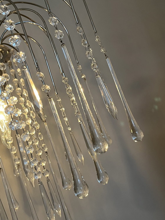 Image 1 of Xl Chrome Teardrop Chandelier Suspension Lampes Chrome Transparent Pearls !